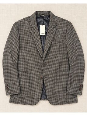 Goodfellow Wool Blend Houndstooth Brown and Navy Lined Blazer Mens Sz 52R